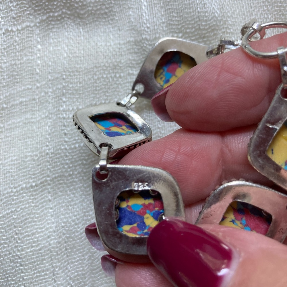 NEW Mosaic Jasper 925 Silver Adjustable Bracelet - Picture 4 of 4